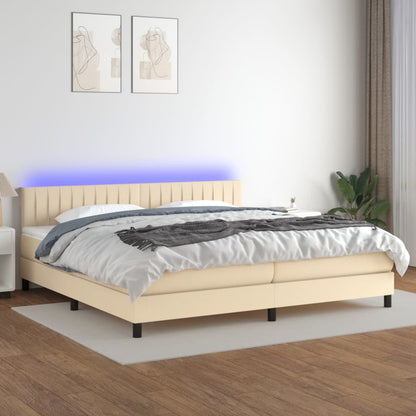 Letto a Molle Materasso e LED bianco 200x200cm in Tessuto - homemem39