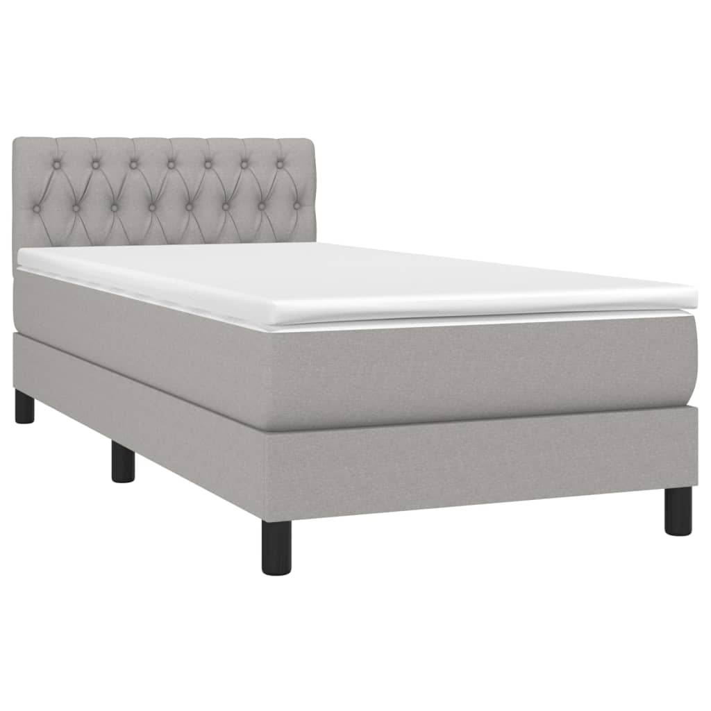 Letto a Molle Materasso e LED Grigio Chiaro 90x200 cm Tessuto - homemem39