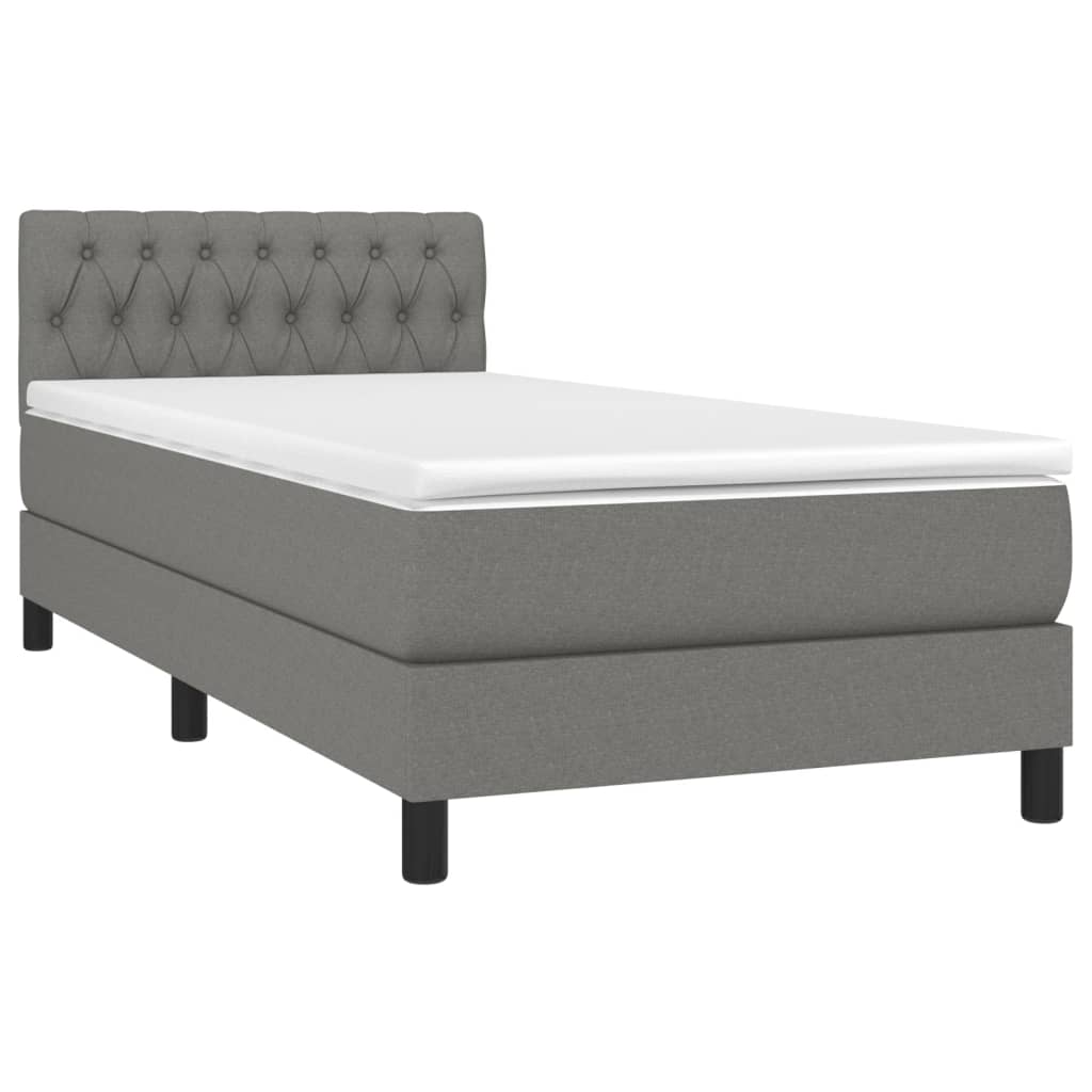 Letto a Molle Materasso e LED Grigio Scuro 90x200 cm in Tessuto - homemem39