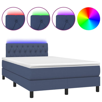 Letto a Molle con Materasso e LED Blu 120x200cm in Tessuto - homemem39