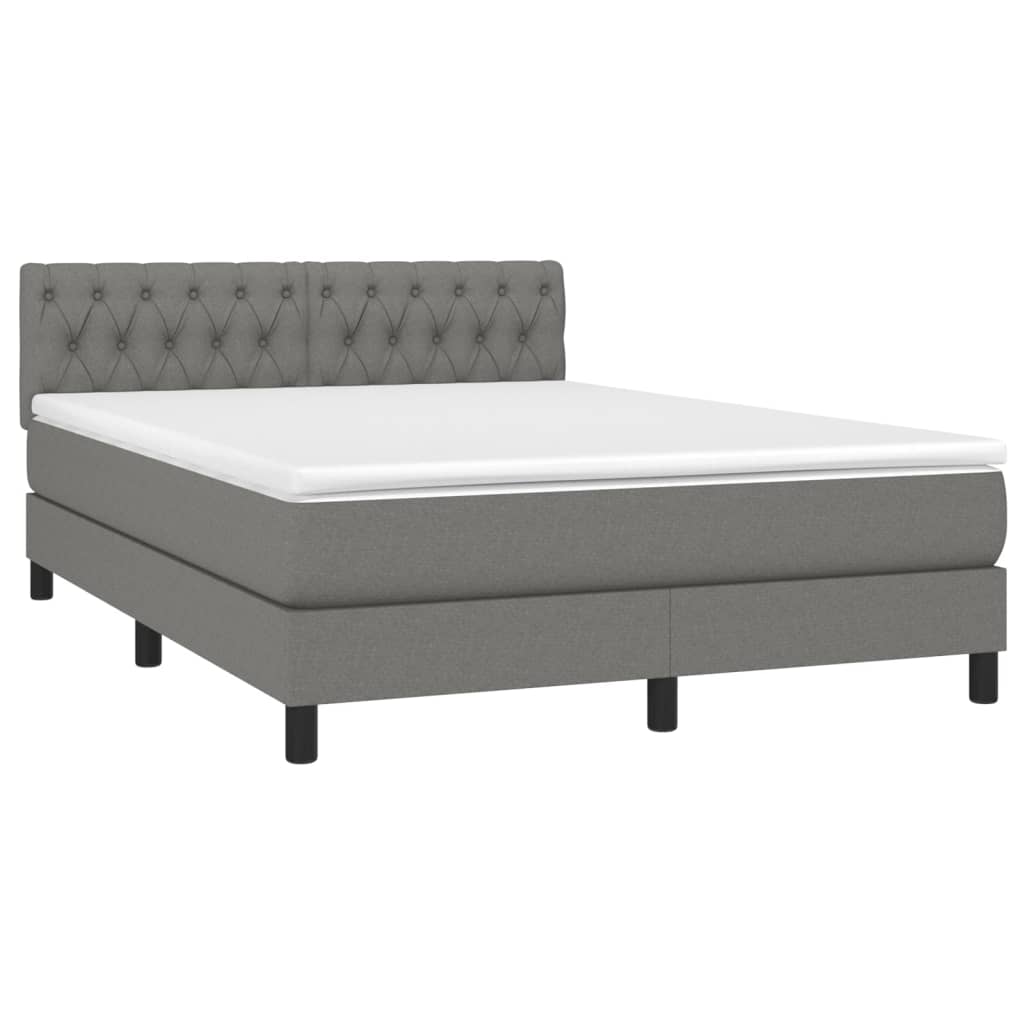 Letto a Molle Materasso e LED Grigio Scuro 140x190cm in Tessuto - homemem39