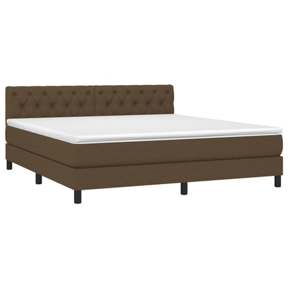 Letto a Molle Materasso e LED Marrone Scuro 160x200 cm Tessuto - homemem39