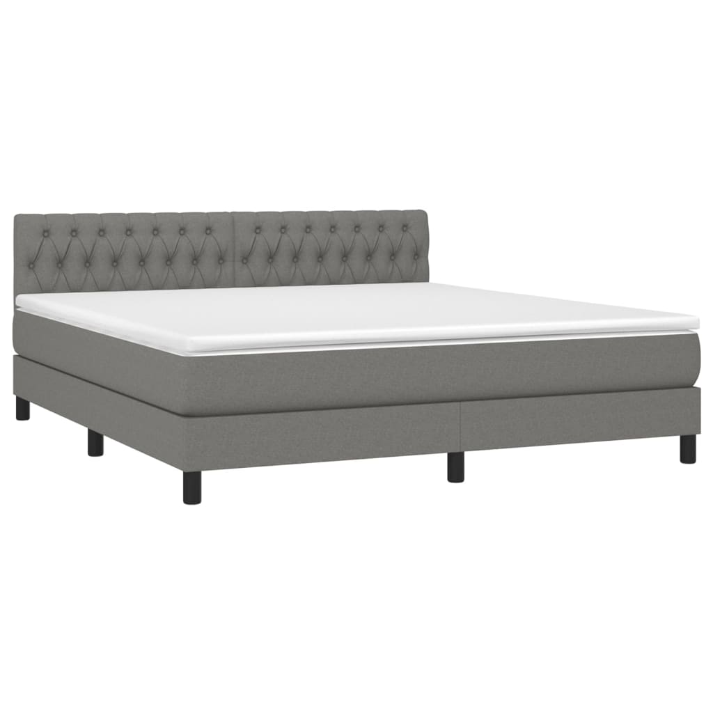 Letto a Molle Materasso e LED Grigio Scuro 180x200cm in Tessuto - homemem39