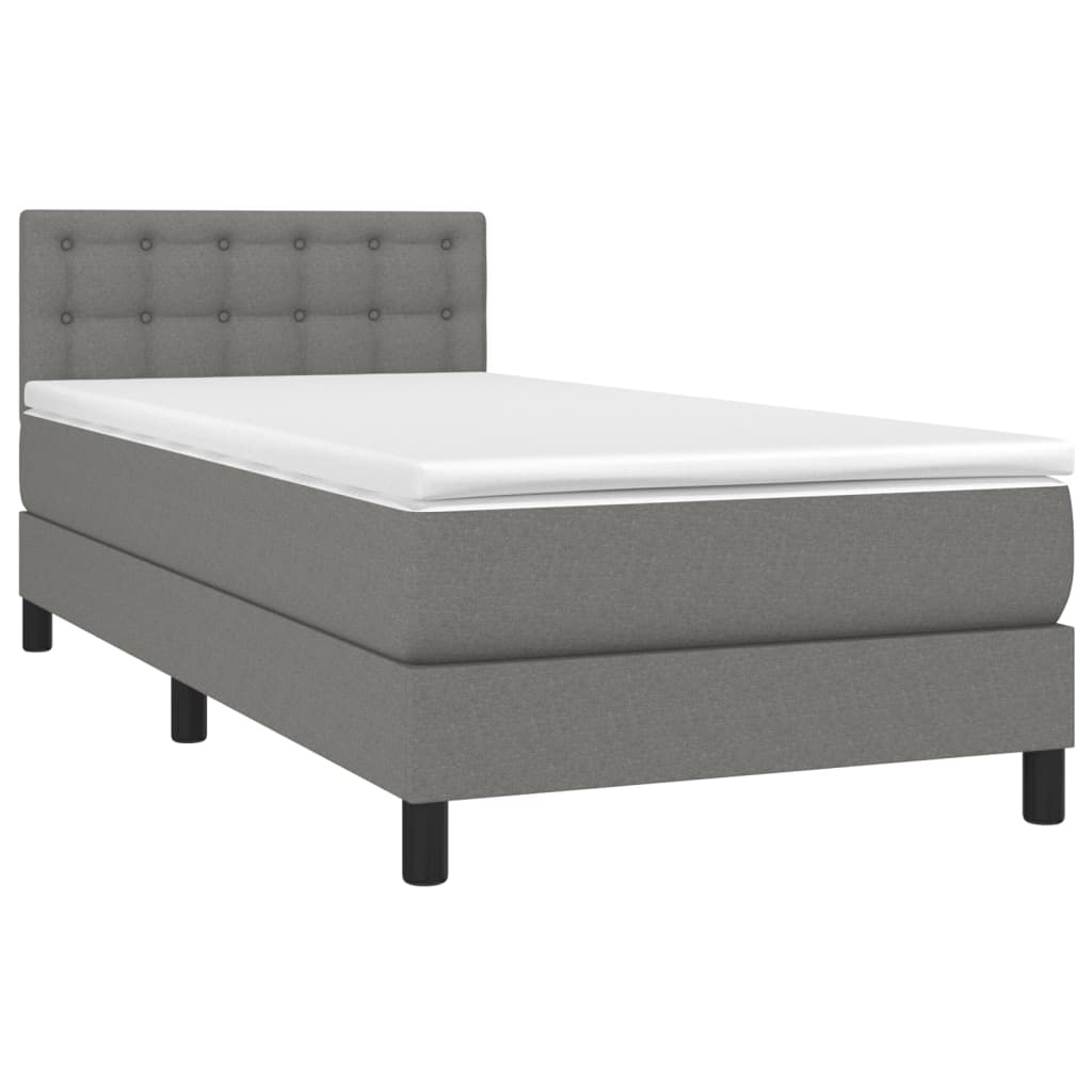 Letto a Molle Materasso e LED Grigio Scuro 80x200 cm in Tessuto - homemem39