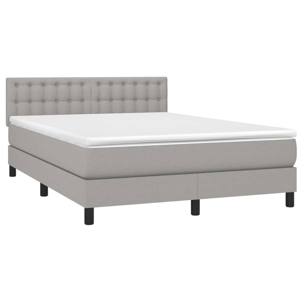 Letto a Molle Materasso e LED Grigio Chiaro 140x190 cm Tessuto | homemem39