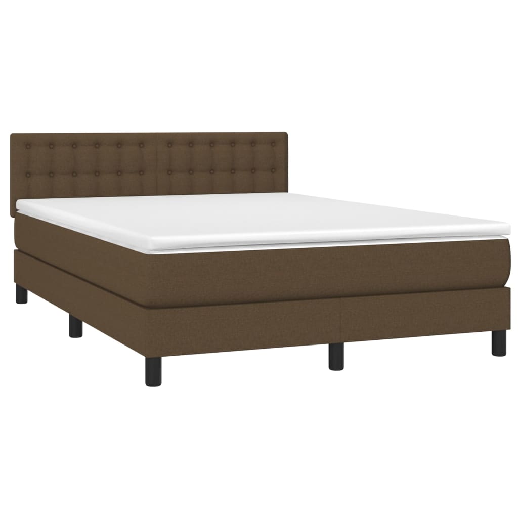 Letto a Molle Materasso e LED MarroneScuro 140x190cm in Tessuto | homemem39