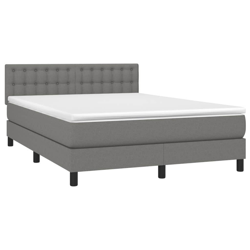 Letto a Molle Materasso e LED Grigio Scuro 140x200cm in Tessuto - homemem39