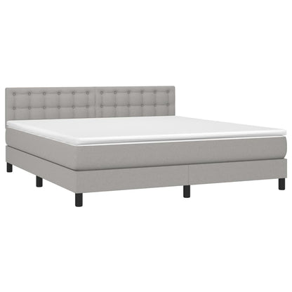 Letto a Molle Materasso e LED Grigio Chiaro 160x200 cm Tessuto - homemem39