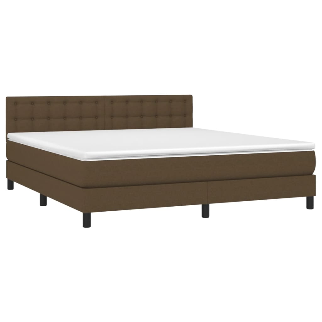 Letto a Molle Materasso e LED MarroneScuro 180x200cm in Tessuto | homemem39