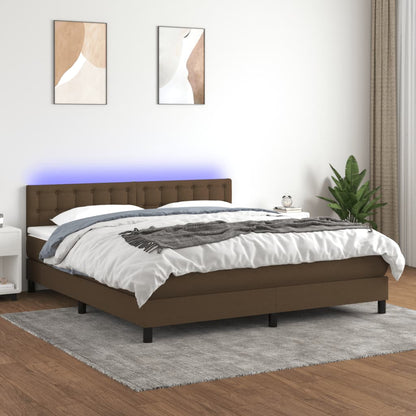 Letto a Molle Materasso e LED MarroneScuro 180x200cm in Tessuto | homemem39