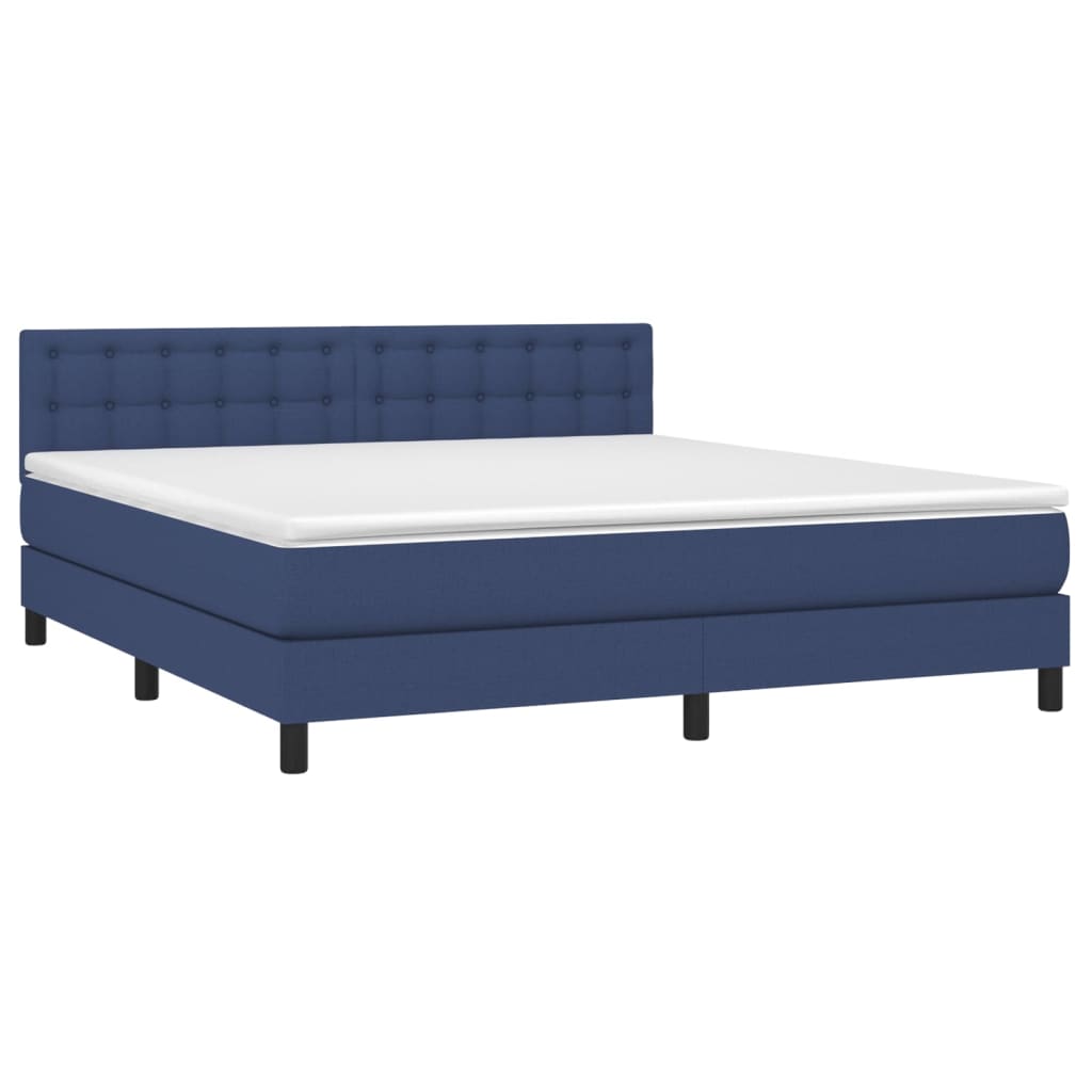 Letto a Molle con Materasso e LED Blu 180x200 cm in Tessuto - homemem39