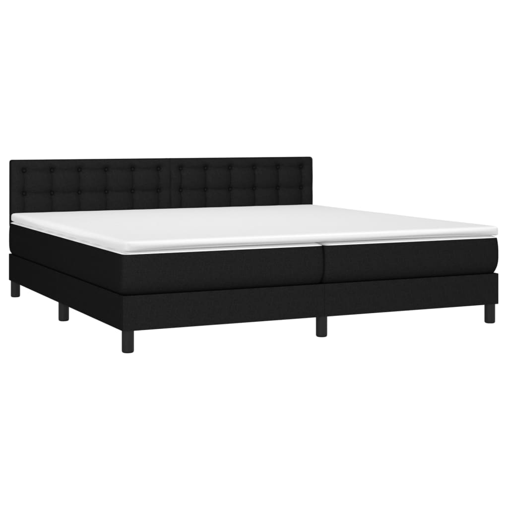 Letto a Molle Materasso e LED Nero 200x200cm in Tessuto - homemem39