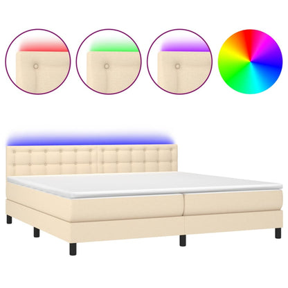 Letto a Molle Materasso e LED bianco 200x200cm in Tessuto - homemem39