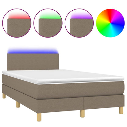 Letto a Molle con Materasso e LED Tortora 120x200cm in Tessuto | homemem39