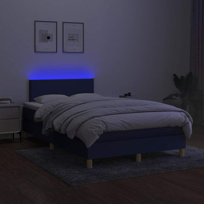 Letto a Molle con Materasso e LED Blu 120x200cm in Tessuto | homemem39