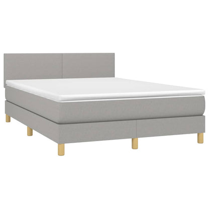 Letto a Molle Materasso e LED Grigio Chiaro 140x190 cm Tessuto | homemem39