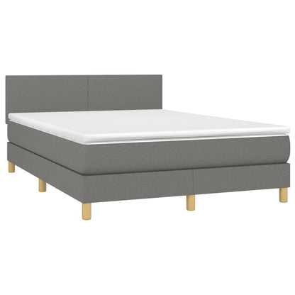 Letto a Molle Materasso e LED Grigio Scuro 140x190cm in Tessuto - homemem39