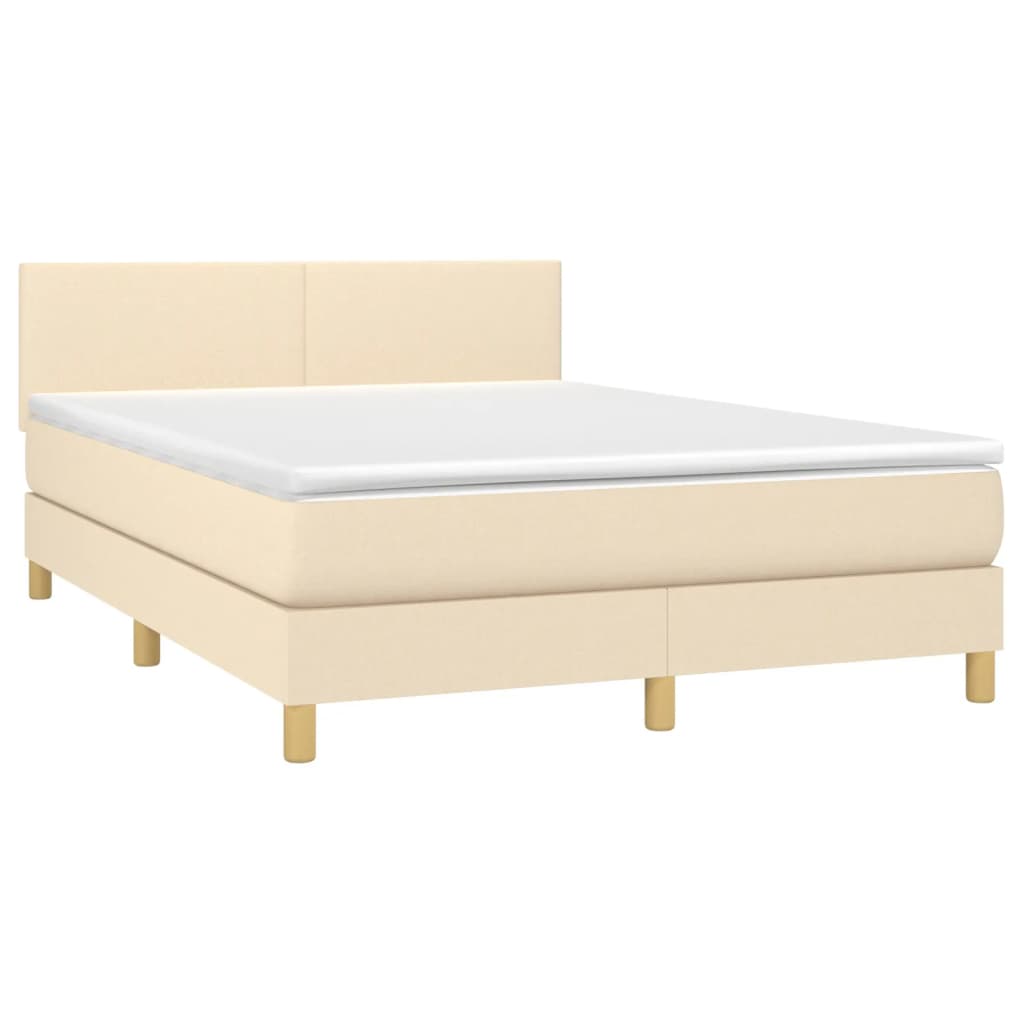 Letto a Molle con Materasso e LED Crema 140x190 cm in Tessuto | homemem39