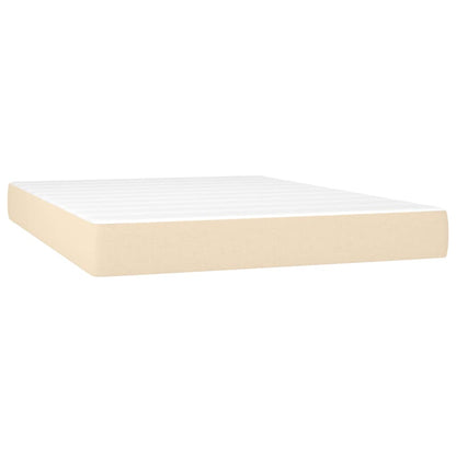 Letto a Molle con Materasso e LED Crema 140x190 cm in Tessuto | homemem39