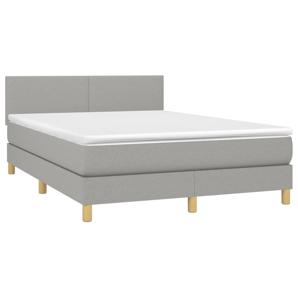 Letto a Molle Materasso e LED Grigio Chiaro 140x200 cm Tessuto - homemem39