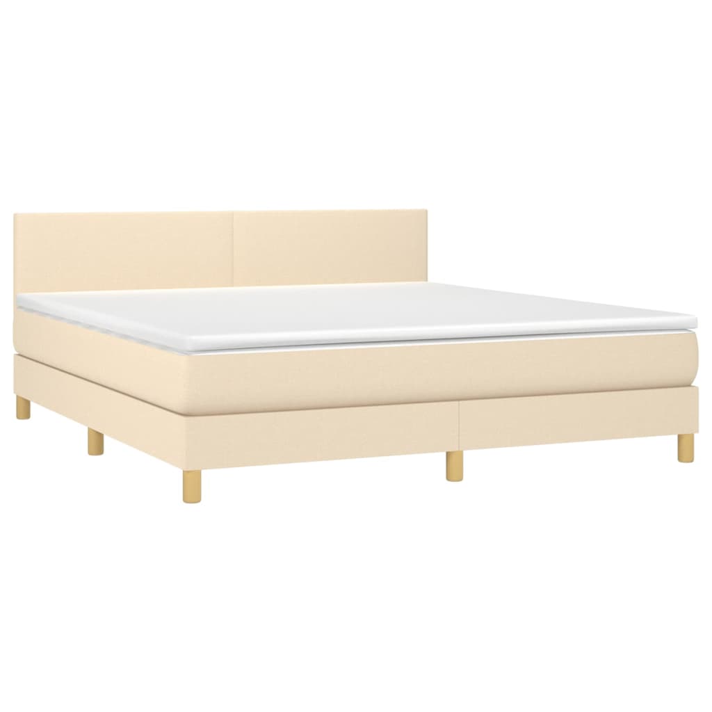 Letto a Molle con Materasso e LED Crema 160x200 cm in Tessuto - homemem39