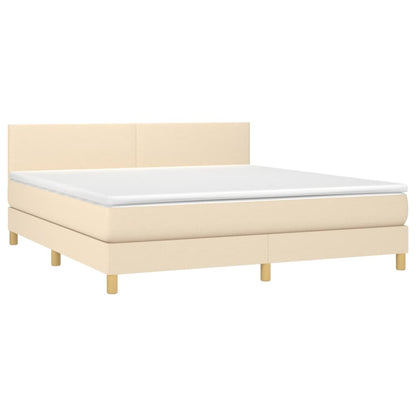 Letto a Molle con Materasso e LED Crema 160x200 cm in Tessuto - homemem39