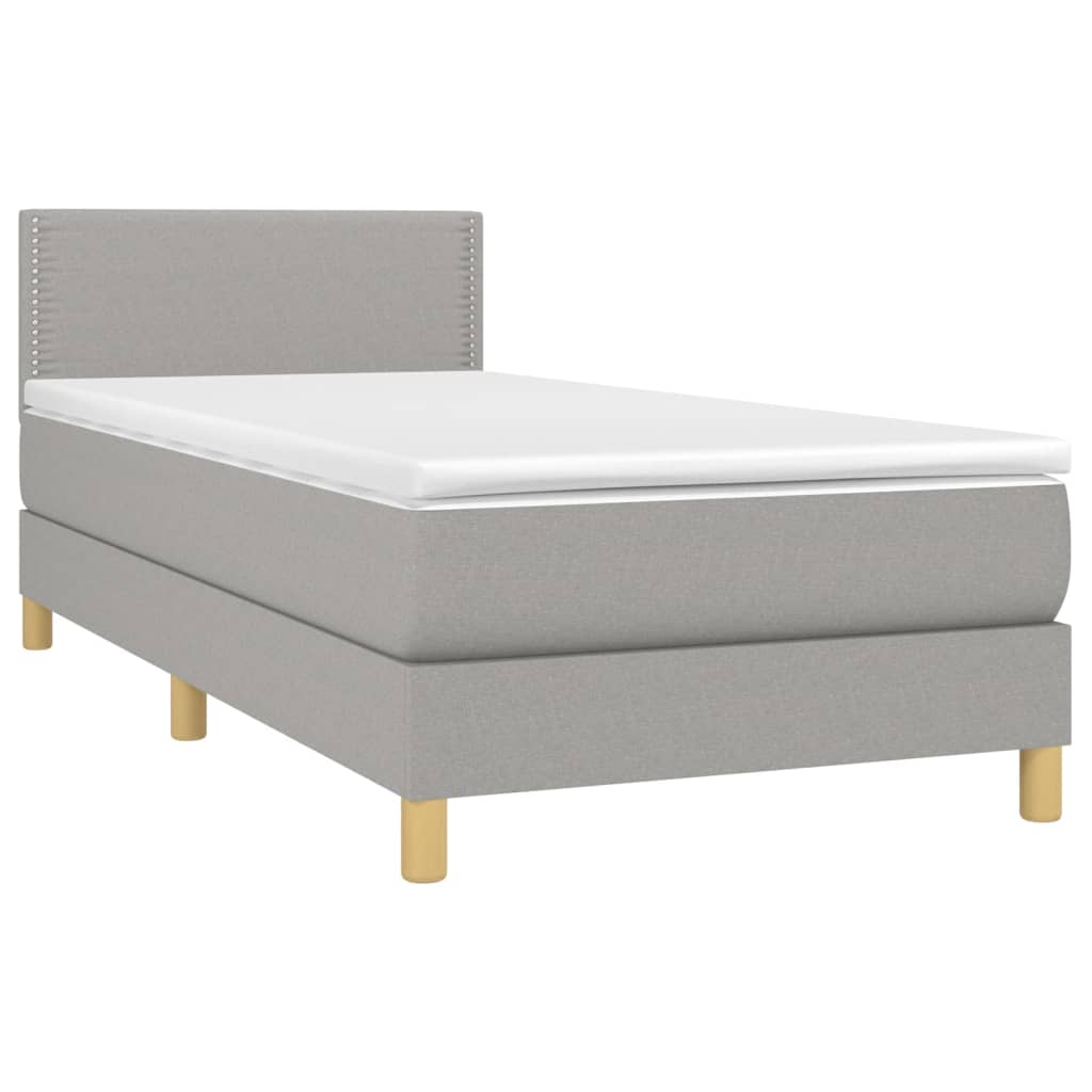 Letto a Molle Materasso e LED Grigio Chiaro 90x200 cm Tessuto - homemem39