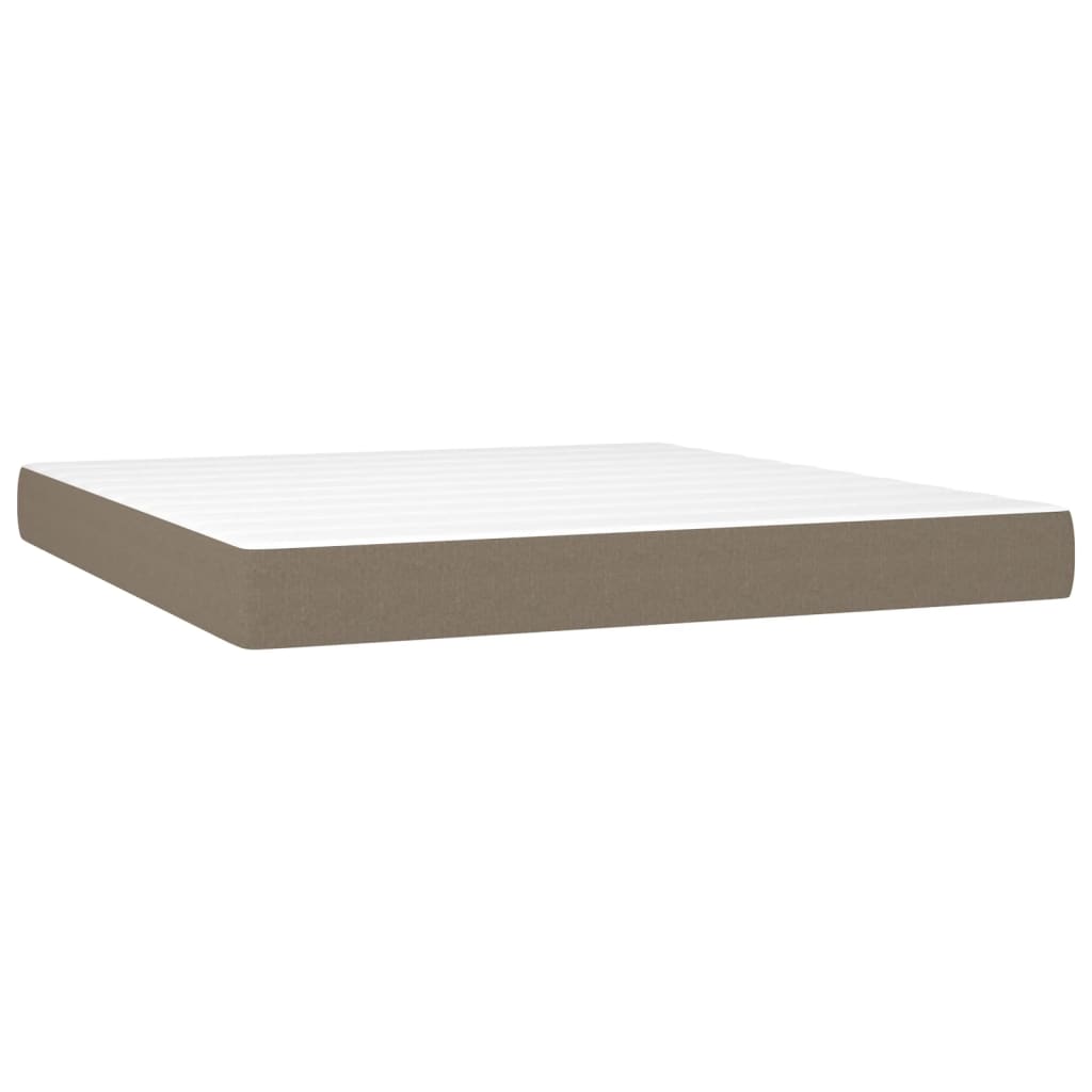 Letto a Molle con Materasso e LED Tortora 180x200 cm in Tessuto | homemem39