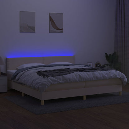 Letto a Molle Materasso e LED bianco 200x200cm in Tessuto - homemem39