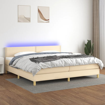 Letto a Molle Materasso e LED bianco 200x200cm in Tessuto - homemem39