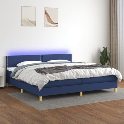 Letto a Molle Materasso e LED Blu 200x200cm in Tessuto - homemem39