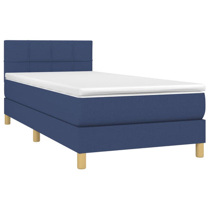 Letto a Molle con Materasso e LED Blu 90x200 cm in Tessuto - homemem39