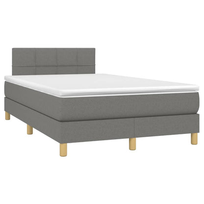 Letto a Molle Materasso e LED Grigio Scuro 120x200cm in Tessuto - homemem39