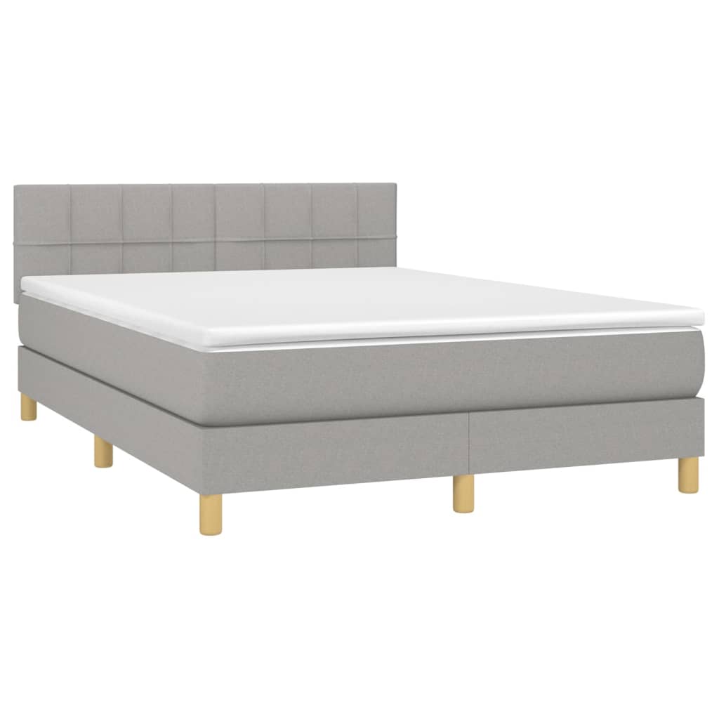 Letto a Molle Materasso e LED Grigio Chiaro 140x190 cm Tessuto | homemem39