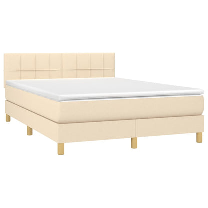 Letto a Molle con Materasso e LED Crema 140x190 cm in Tessuto | homemem39