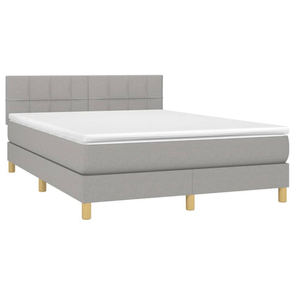 Letto a Molle Materasso e LED Grigio Chiaro 140x200 cm Tessuto - homemem39