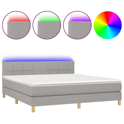 Letto a Molle Materasso e LED Grigio Chiaro 160x200 cm Tessuto - homemem39