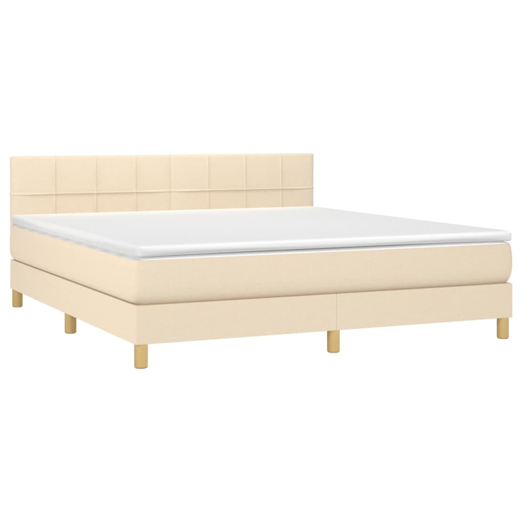 Letto a Molle con Materasso e LED Crema 180x200 cm in Tessuto - homemem39