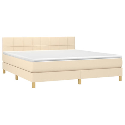 Letto a Molle con Materasso e LED Crema 180x200 cm in Tessuto - homemem39