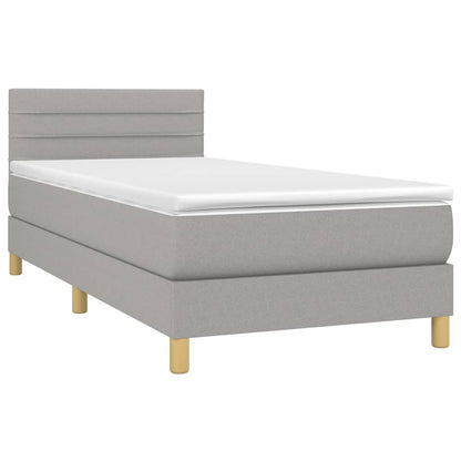 Letto a Molle Materasso e LED Grigio Chiaro 90x200 cm Tessuto - homemem39