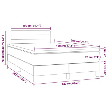 Letto a Molle con Materasso e LED Tortora 120x200cm in Tessuto | homemem39