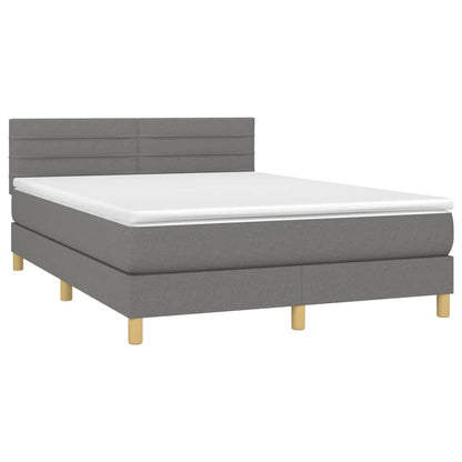 Letto a Molle Materasso e LED Grigio Scuro 140x190cm in Tessuto - homemem39