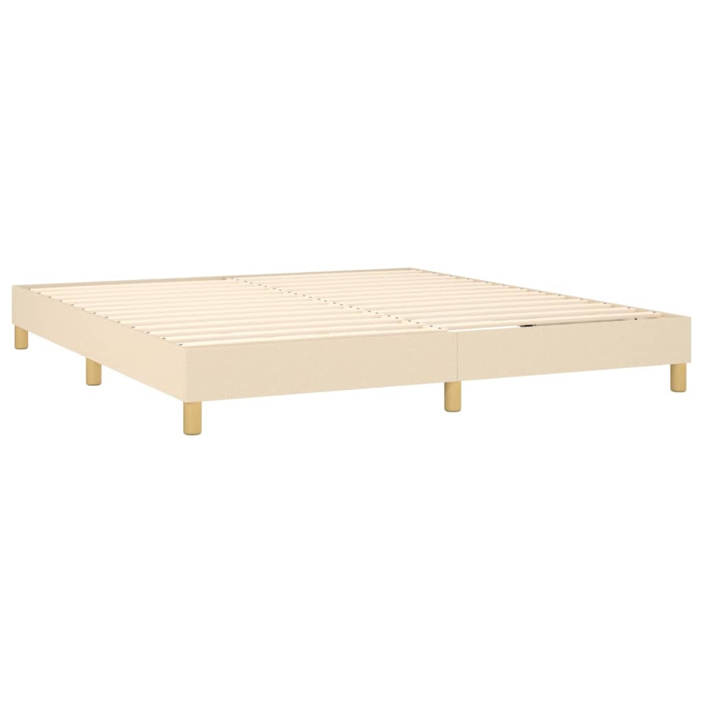 Letto a Molle con Materasso e LED Crema 160x200 cm in Tessuto - homemem39