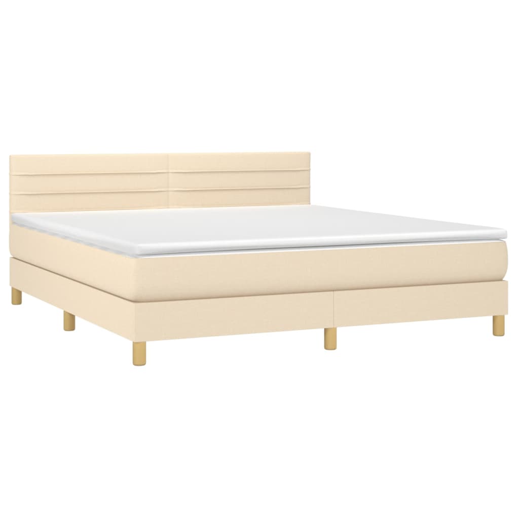 Letto a Molle con Materasso e LED Crema 180x200 cm in Tessuto - homemem39
