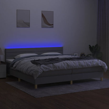 Letto a Molle Materasso e LED Grigio Chiaro 200x200 cm Tessuto - homemem39