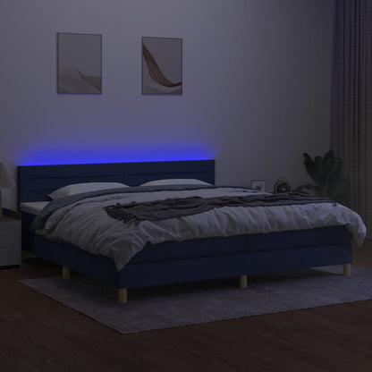 Letto a Molle Materasso e LED Blu 200x200cm in Tessuto - homemem39