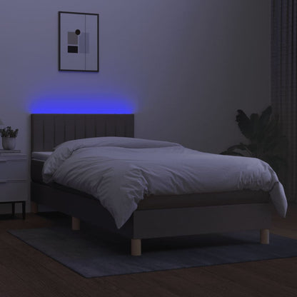 Letto a Molle con Materasso e LED Tortora 90x190 cm in Tessuto - homemem39