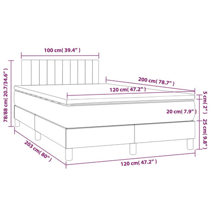 Letto a Molle Materasso e LED Grigio Scuro 120x200cm in Tessuto | homemem39