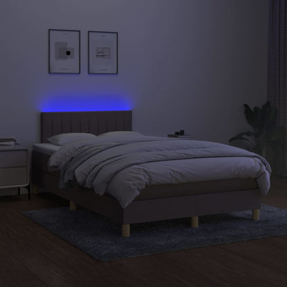 Letto a Molle con Materasso e LED Tortora 120x200cm in Tessuto | homemem39