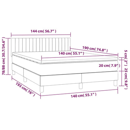Letto a Molle Materasso e LED MarroneScuro 140x190cm in Tessuto | homemem39